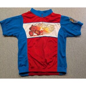Kanu Bike Boy's Roadster Cycling Jersey Shirt Red And Blue Size Medium